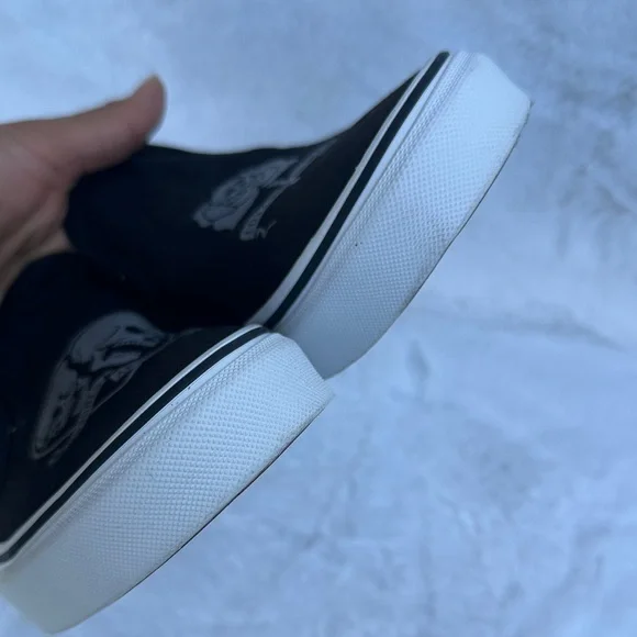 Unisex Vans Black Skull Slip-On Sneakers - Picture 9 of 12